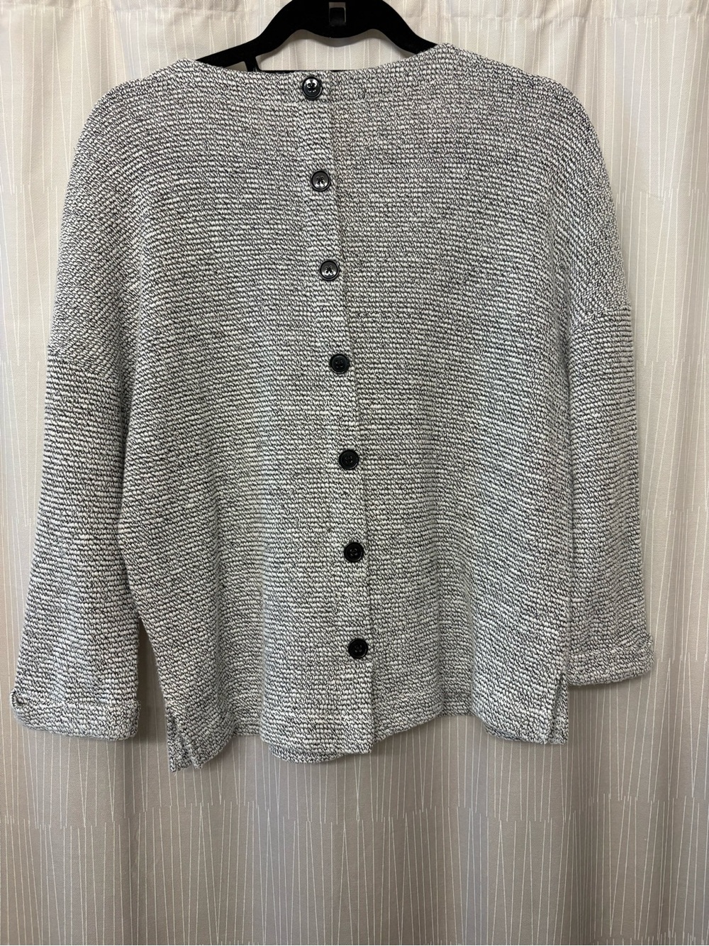 Button-Back Lightweight Gray Knit Cardigan Sweater